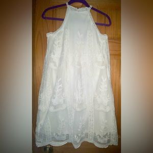 White lace overlay Jun & Ivy dress originally from Francesca’s